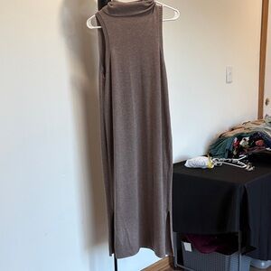 Soma Sleeveless Taupe Turtleneck Maxi Dress